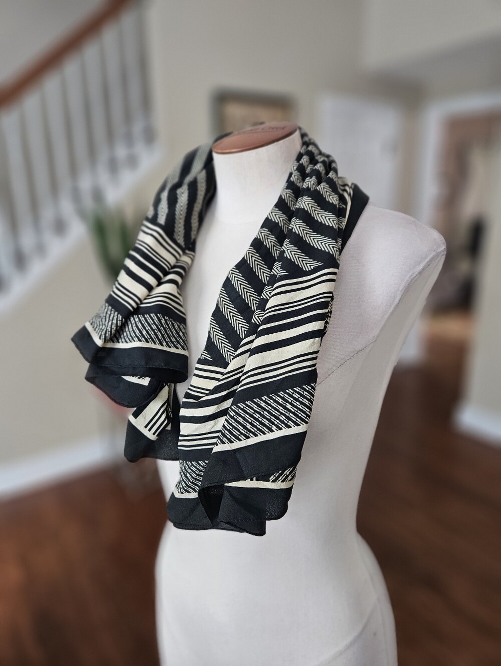 Square Black And Cream Scarf